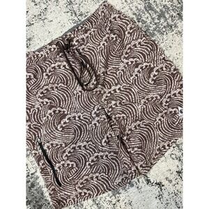 Gerry Mens Medium Brown Wave Print‎ Swim Trunks Board Shorts Lined Drawstring